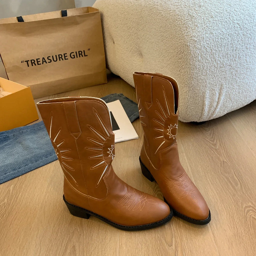 Women Ankle Boots Fashion Shoes Mid Heels Casual New 2024 Winter Sexy Women Boots Party Designer Elegant Pumps Chaussures Femme