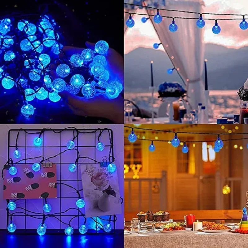 Solar Crystal Globe LED String Lights 60 LED 8 Lighting Modes IP65 Fairy Light Christmas Garland For Garden Party Decor 1pc/2pcs