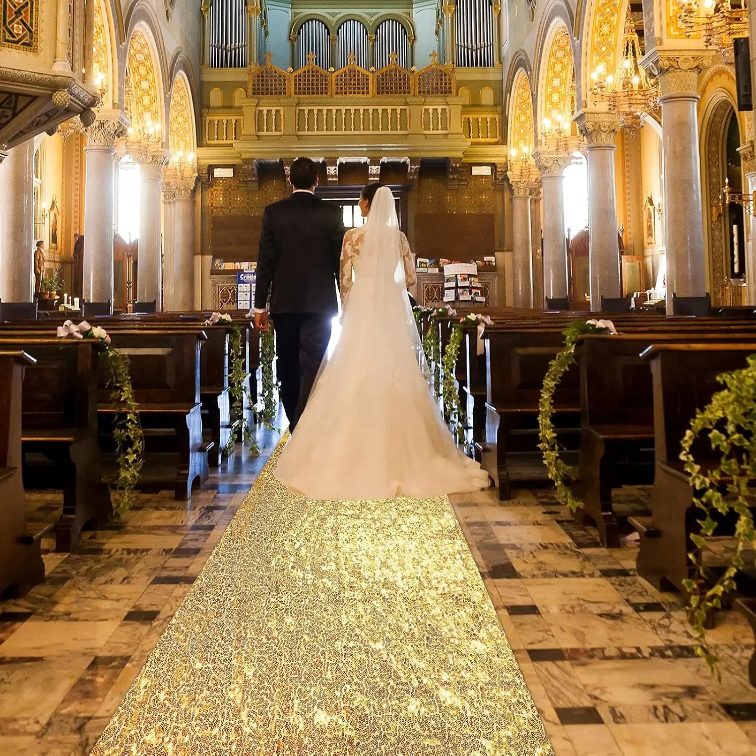 Gold Aisle Runners Carpet Runner for Party Glitter Runner Reusable Decor for Wedding Ceremony,Receptions,Events Christmas Decor