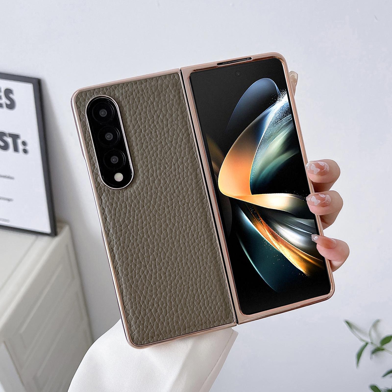 NNEDSZ Star Series Nano Electroplating Pu Case For Samsung Galaxy Z Fold 4 - Elephant Grey