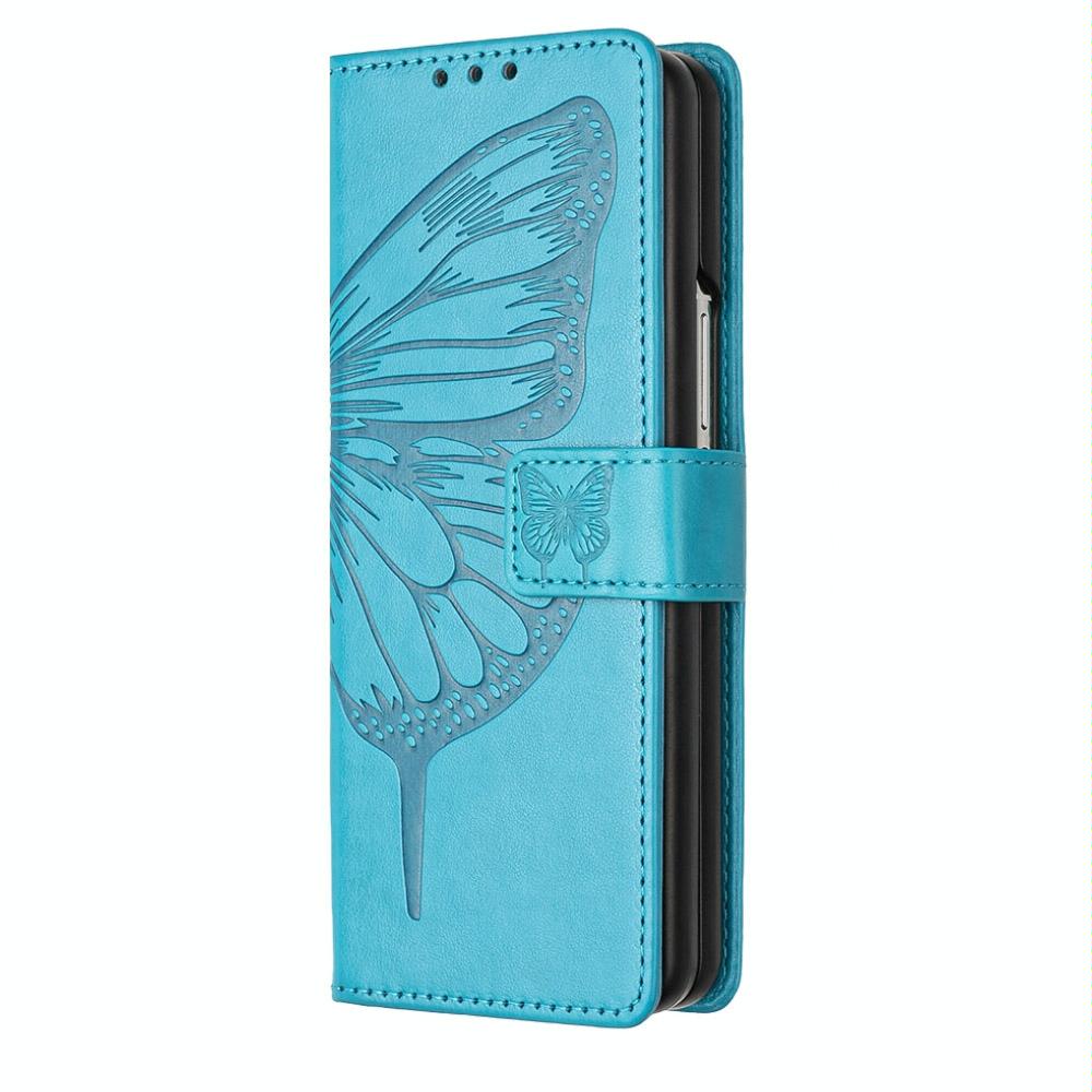 NNEDSZ Butterfly Embossed Leather Phone Case - Blue