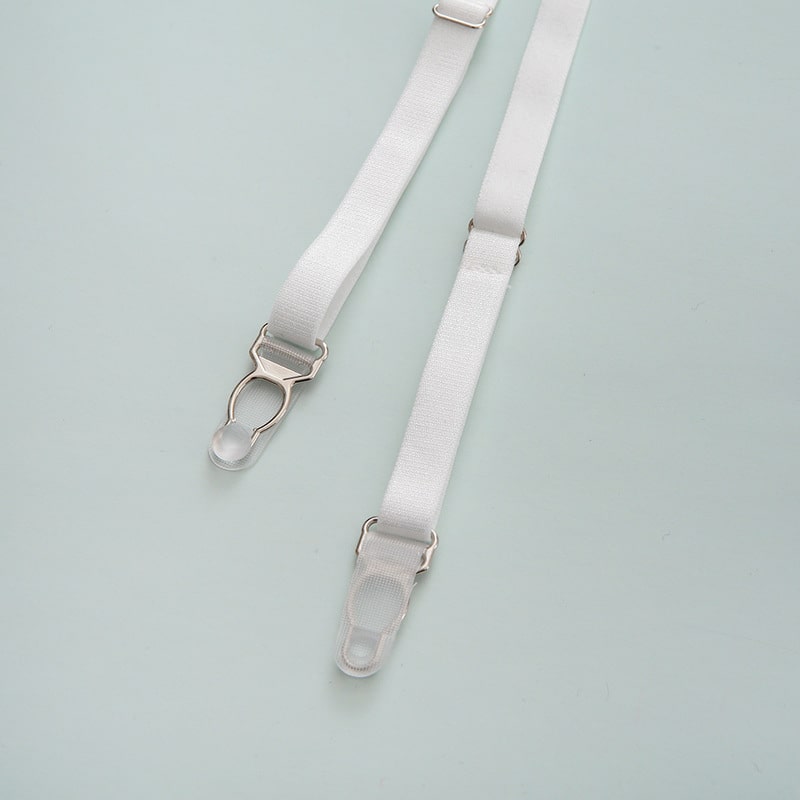 White Lace Ruffled Bridal Lingerie Set Garter Details