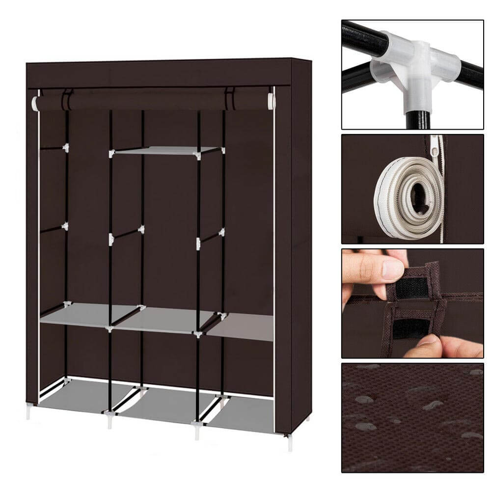 Mobilna szafa do ubrań 130x45x170 cm-brązowa