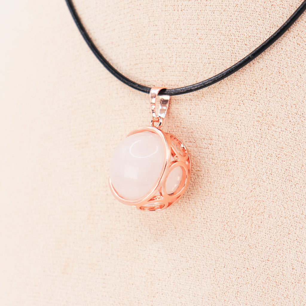 Pendentif | Sphère de Lune en Quartz rose