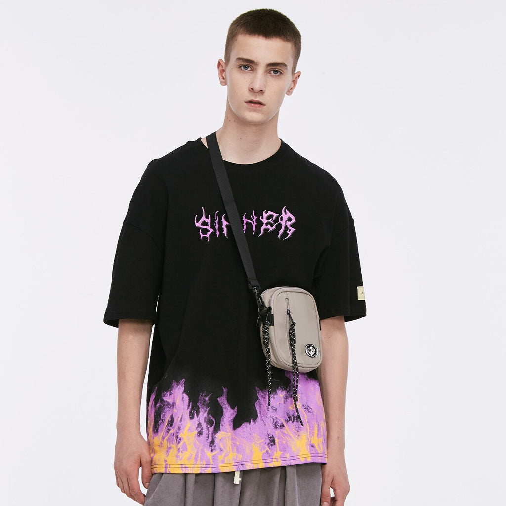 DARK Flame Butterfly Oversize T Shirt Cotton Punk Rock Streetwear Hip Hop T Shirt Men Harajuku Short Sleeve Tees