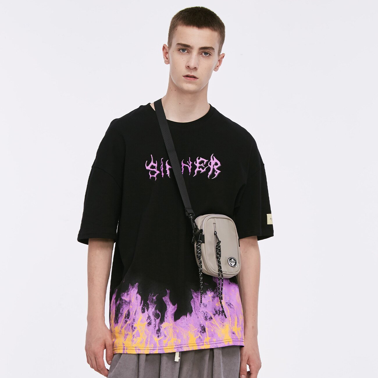 DARK Flame Butterfly Oversize T Shirt Cotton Punk Rock Streetwear Hip Hop T Shirt Men Harajuku Short Sleeve Tees