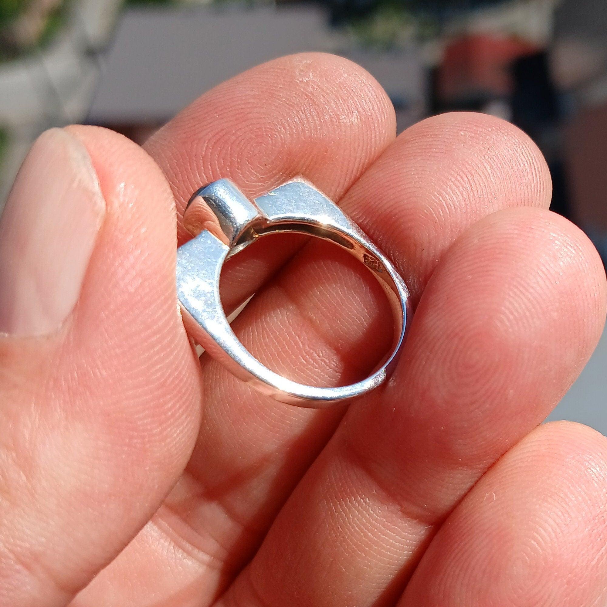 Blue Zircon Ring, Natural Gemstone Ring, Sterling Silver Ring, Solitaire Band Ring, oval Cut Blue Zircon, 8 white CZ, gift for her - Size 6