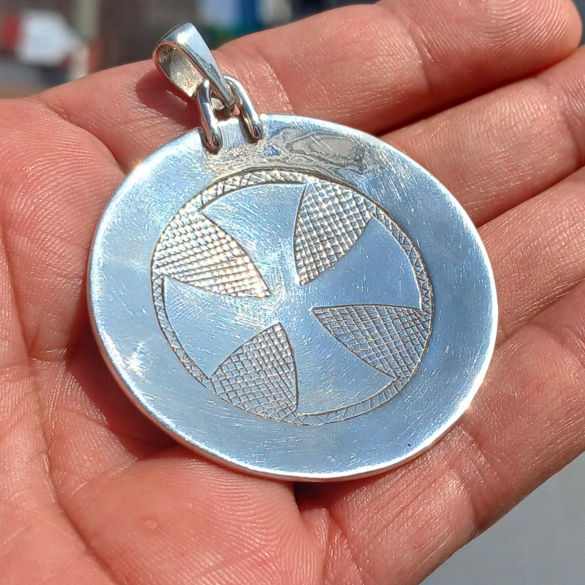 Templar Amulet, Ancient Sterling Silver Amulet, Medieval Knight Amulet, Templar Knights Seal Pendant, Knights Templar Seal, Knight Costume