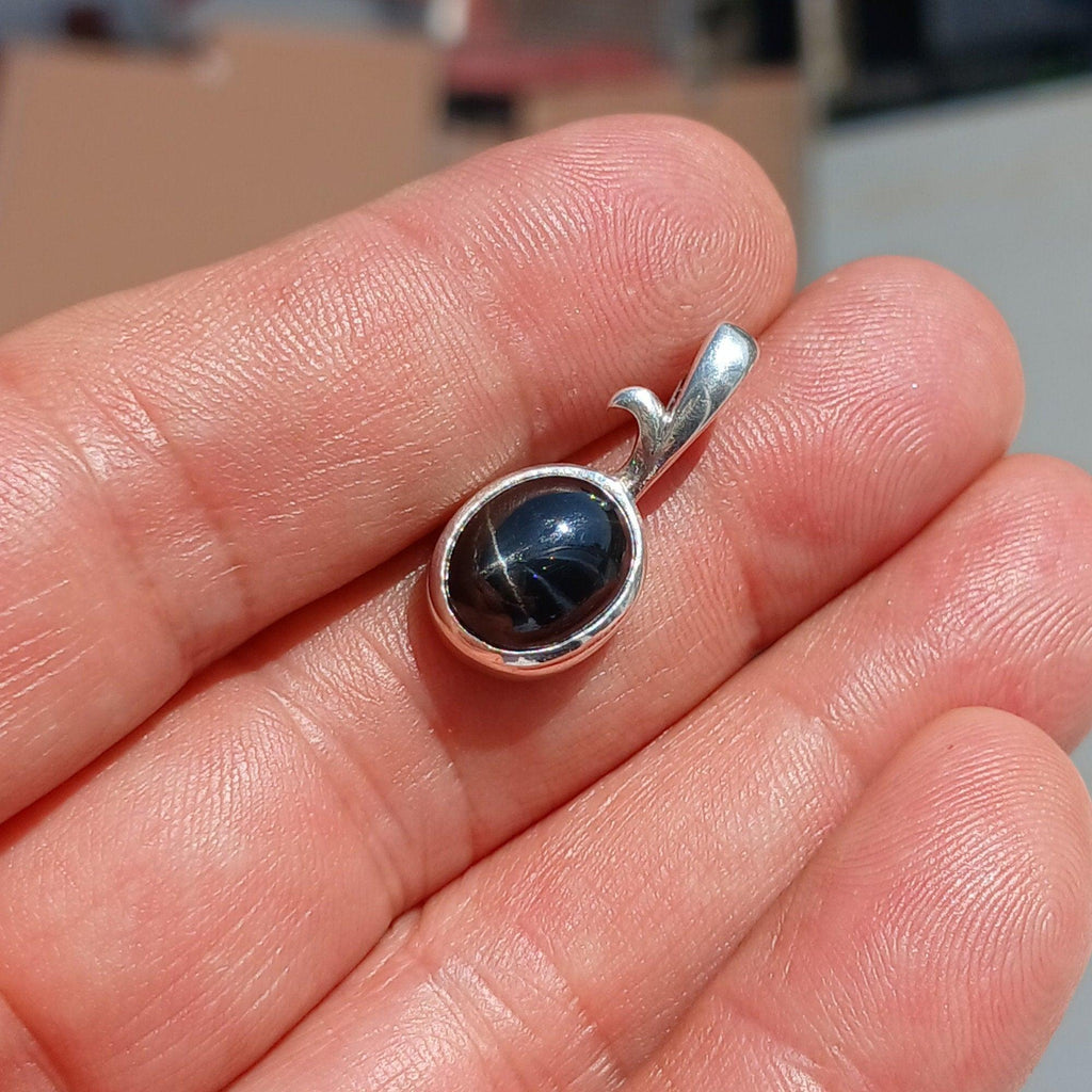 Black Star Pendant, Diopside Pendant, Leaf Pendant, Sterling Silver Pendant, Black Star Diopside Necklace, Black Star Diopside, gift for her