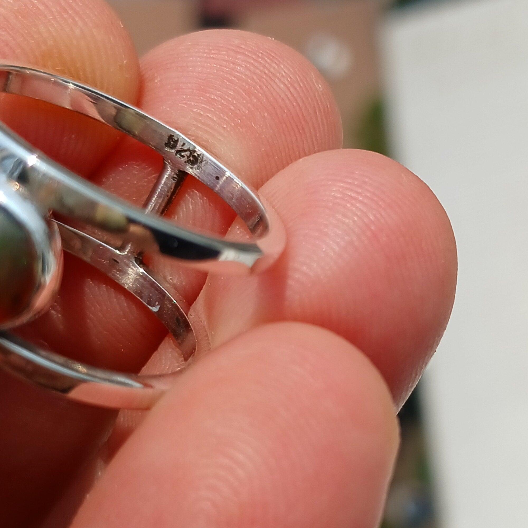 Opal Silver Ring, Opal Ring, Sterling Silver Solitaire Ring, Natural Multi color Opal, Handmade Opal ring, Minimalist Gift for Her Size 8