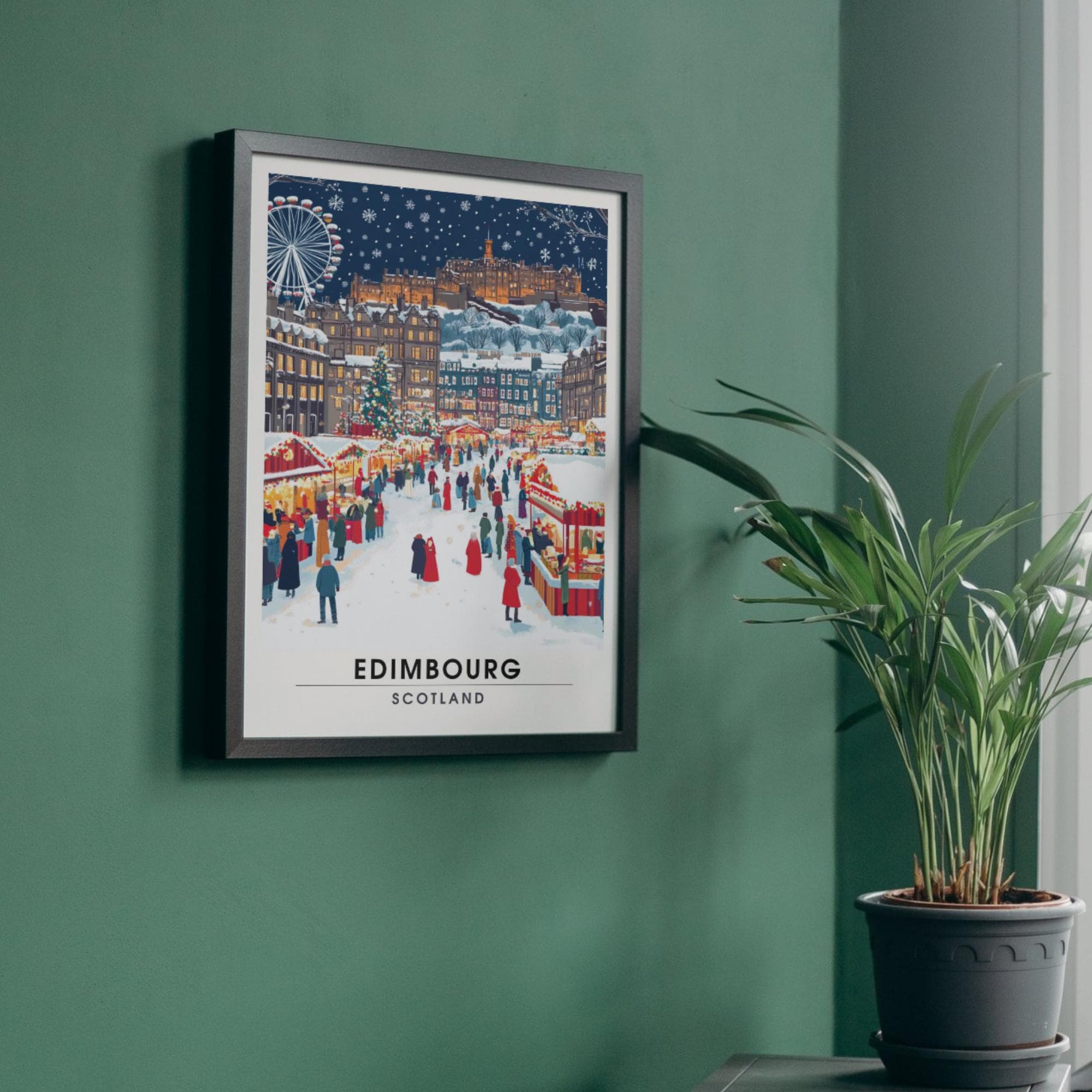 Affiche de noël Édimbourg | Impression Édimbourg - Marché de noël de Édimbourg