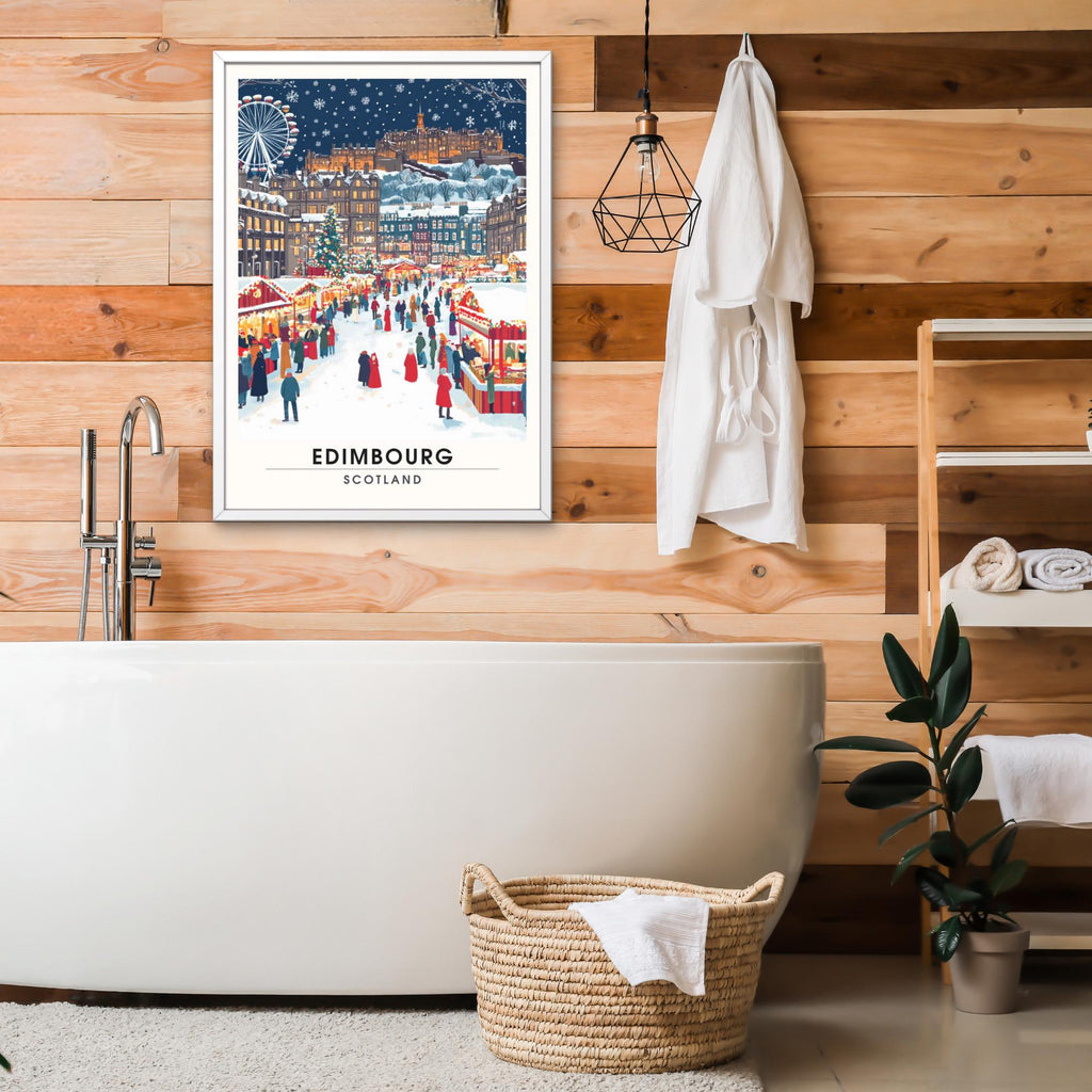 Affiche de noël Édimbourg | Impression Édimbourg - Marché de noël de Édimbourg