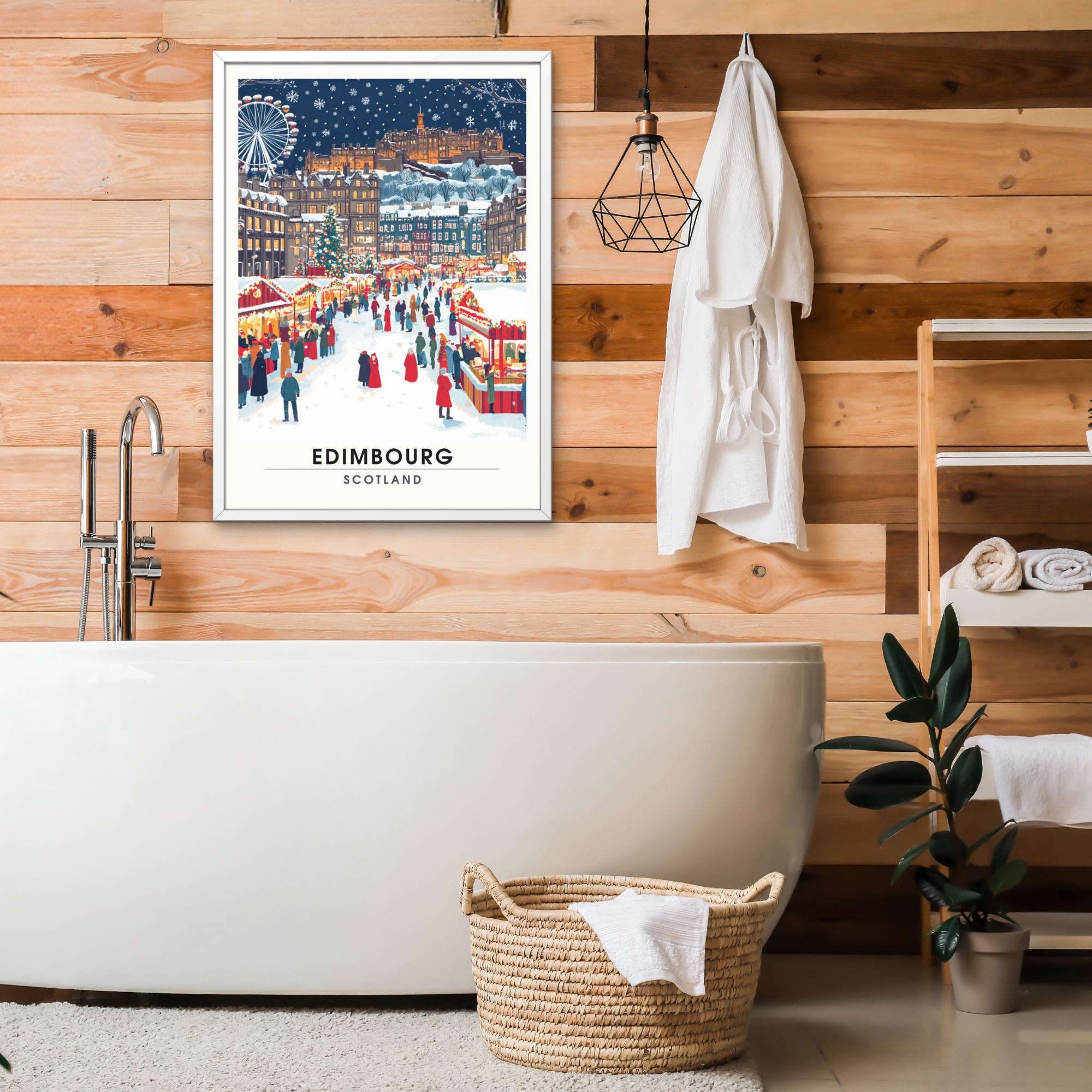 Affiche de noël Édimbourg | Impression Édimbourg - Marché de noël de Édimbourg