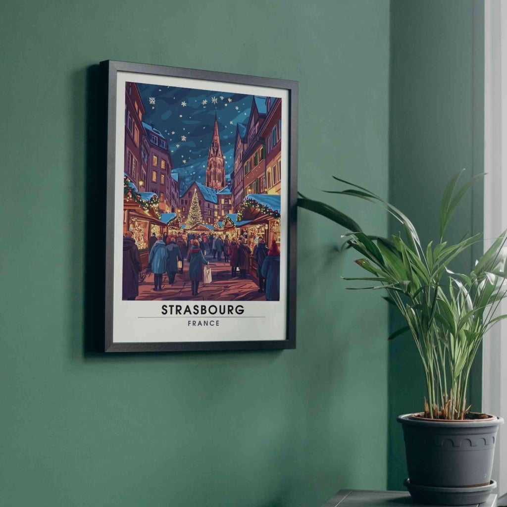 Affiche Strasbourg  - Impression de noël Strasbourg - Marché de noël