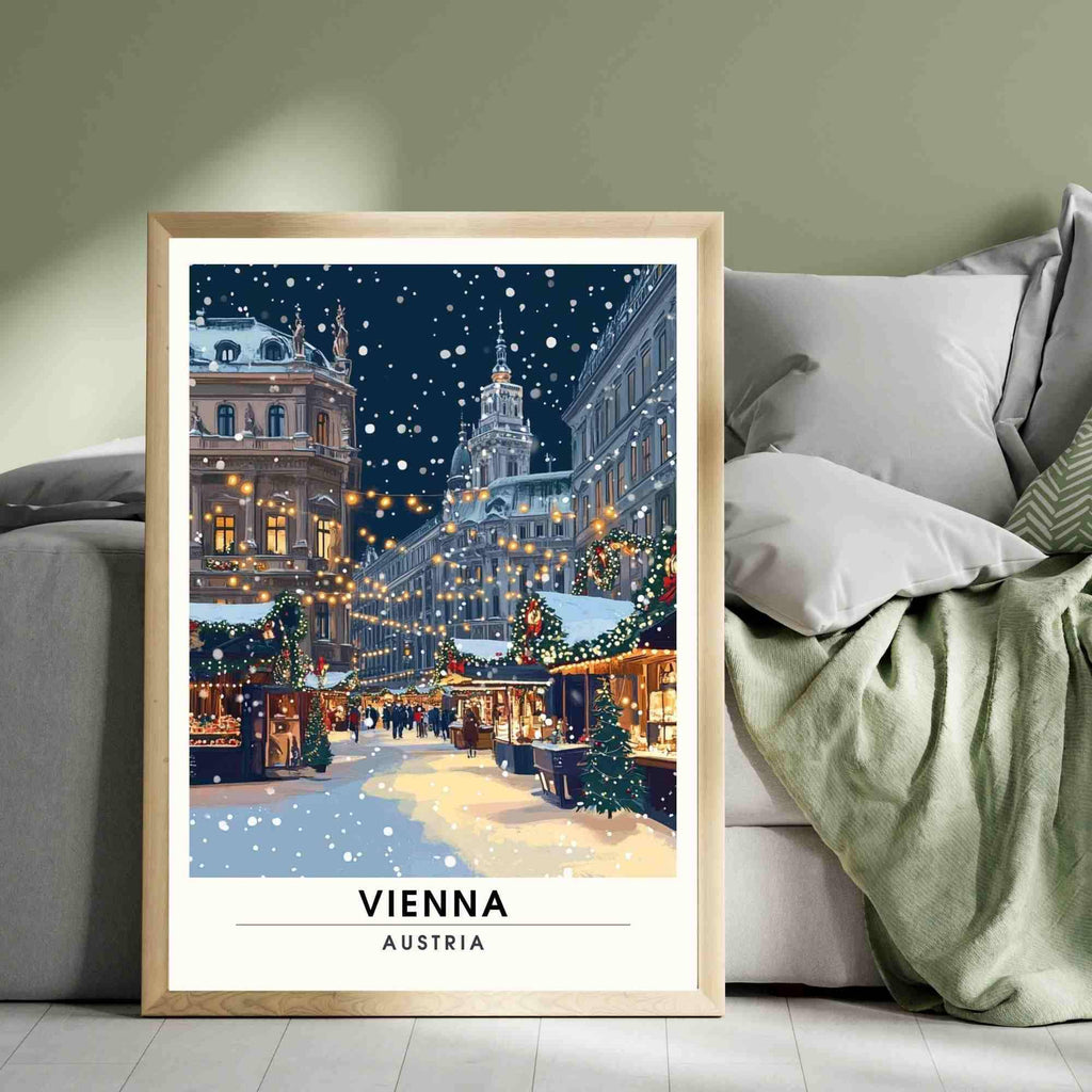 Affiche de noël Vienne | Impression Vienne  - Marché de noël de Vienne, Autriche