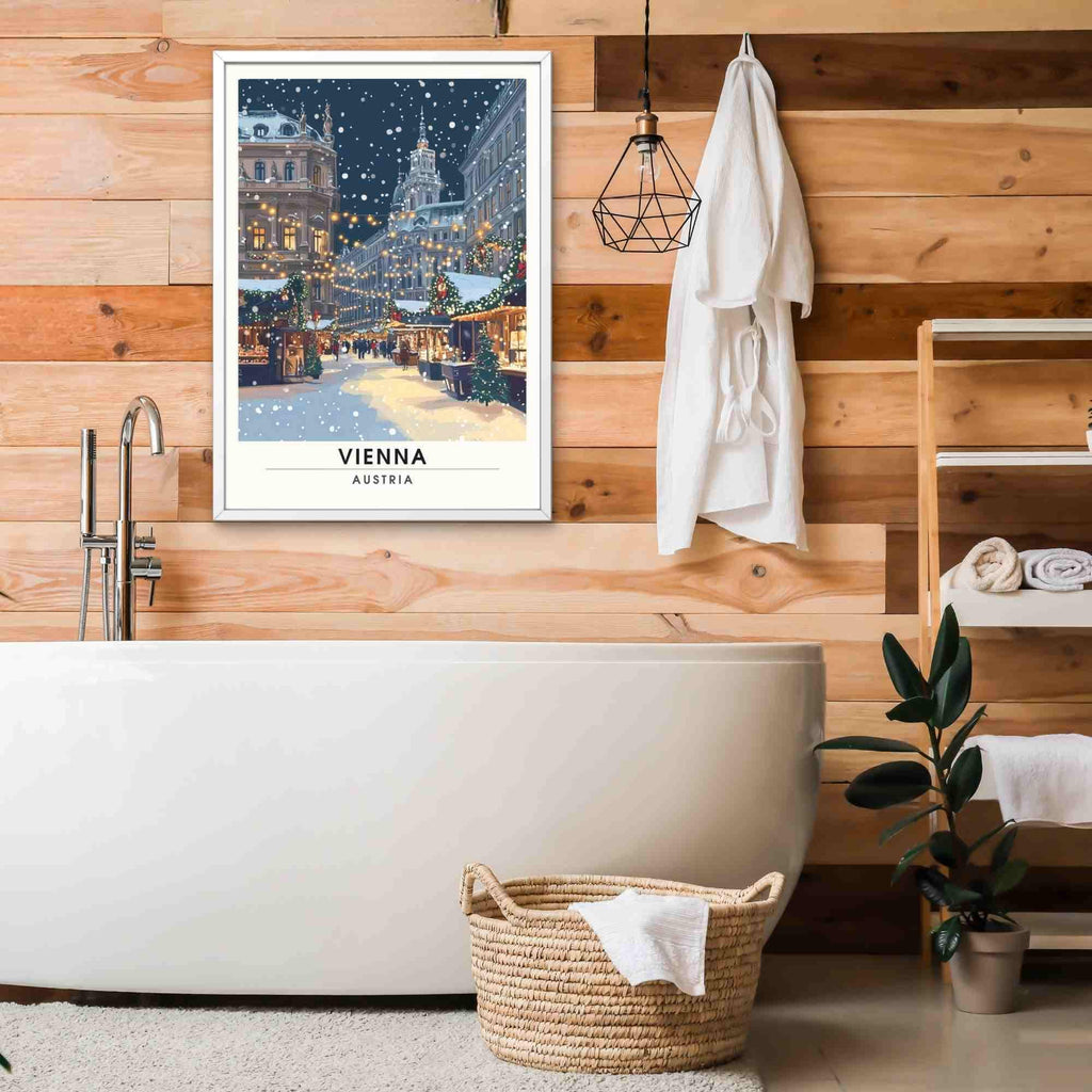 Affiche de noël Vienne | Impression Vienne  - Marché de noël de Vienne, Autriche