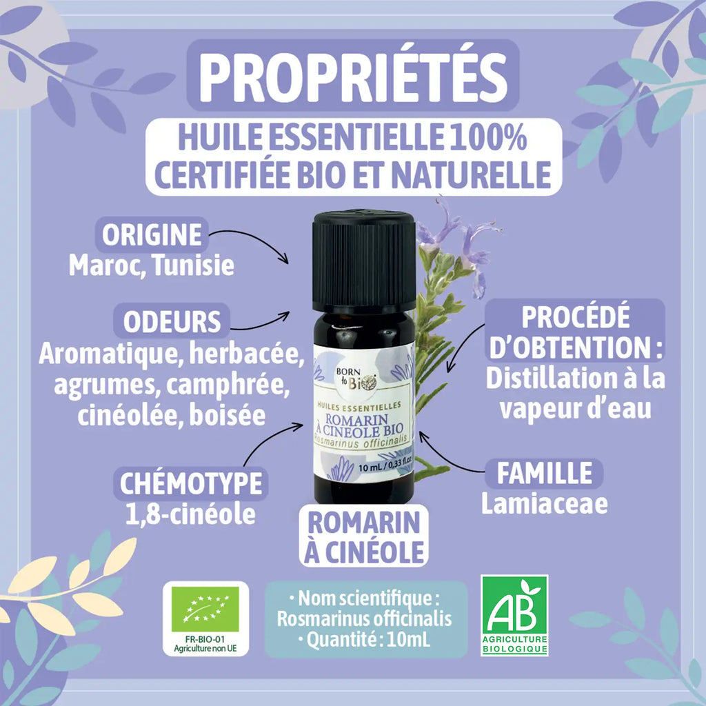Huile essentielle Romarin à cinéole Certifiée Bio