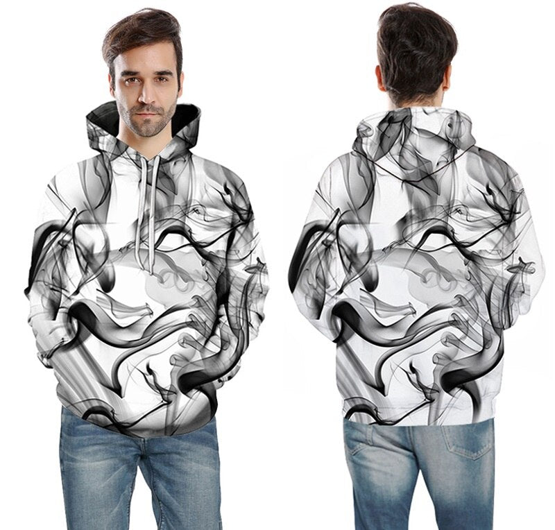 Men/Women 3d Sweatshirts Print Watercolor Dreamy Smoke Lines Thin Style Autumn Winter Hooded Hoodies