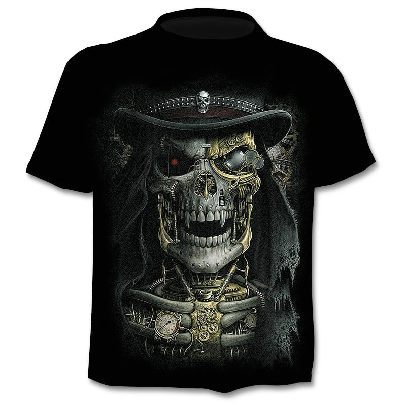 Skull graphic T-shirt horror men's T-shirt 3D fashion tops summer T-shirt men's O-neck shirt boy clothing plus size streetwear