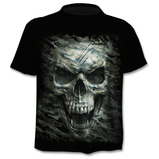 Skull graphic T-shirt horror men's T-shirt 3D fashion tops summer T-shirt men's O-neck shirt boy clothing plus size streetwear