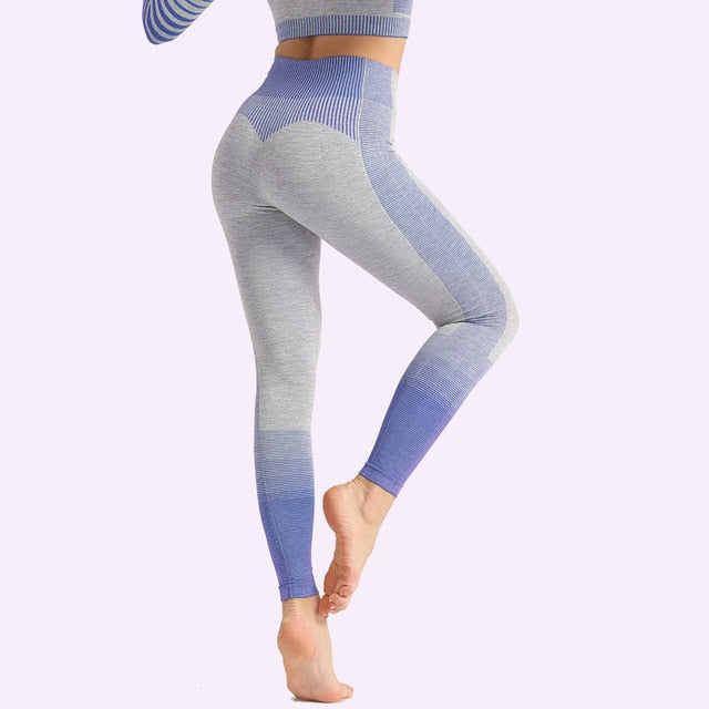 Seamless Women Yoga Set Long Sleeve Top Shirts High Waist Belly Control Sport Leggings Tights Gym Clothes Seamless Sport Suit