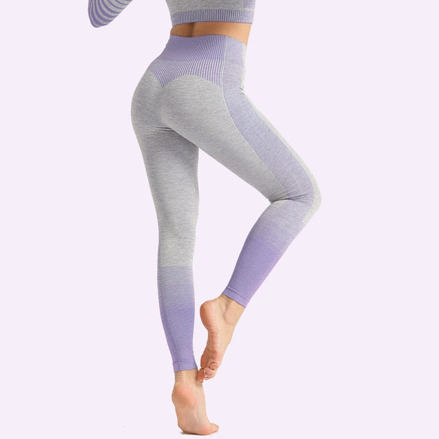 Seamless Women Yoga Set Long Sleeve Top Shirts High Waist Belly Control Sport Leggings Tights Gym Clothes Seamless Sport Suit