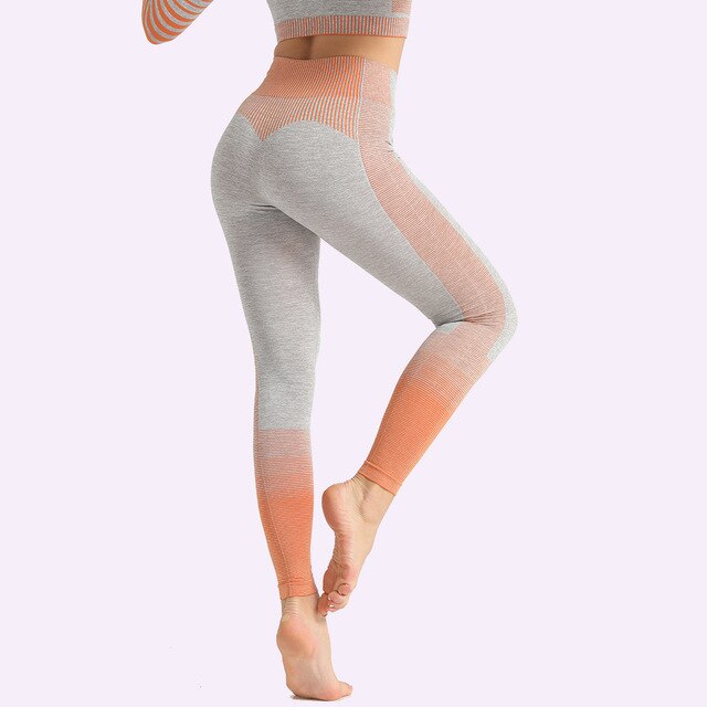 Seamless Women Yoga Set Long Sleeve Top Shirts High Waist Belly Control Sport Leggings Tights Gym Clothes Seamless Sport Suit