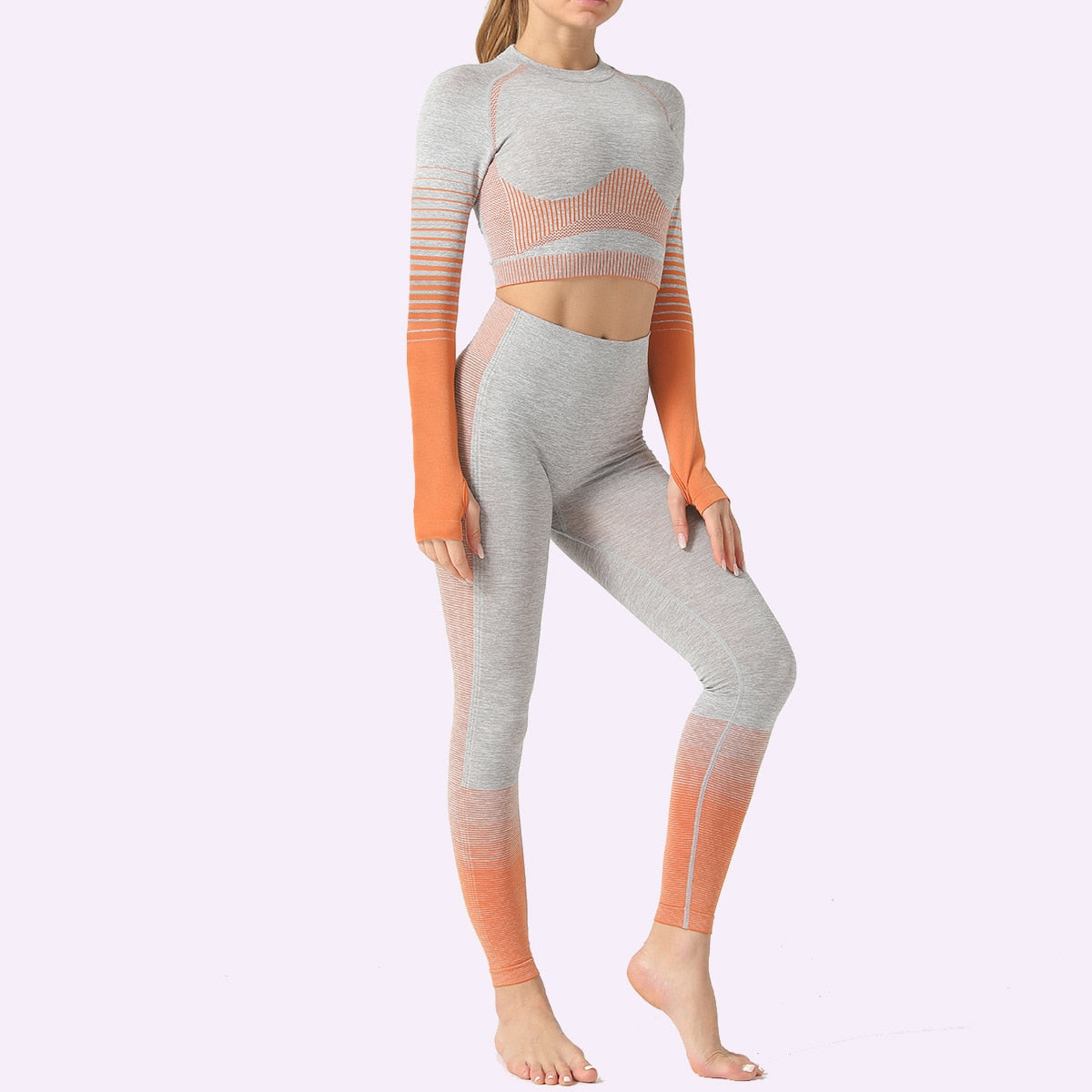 Seamless Women Yoga Set Long Sleeve Top Shirts High Waist Belly Control Sport Leggings Tights Gym Clothes Seamless Sport Suit