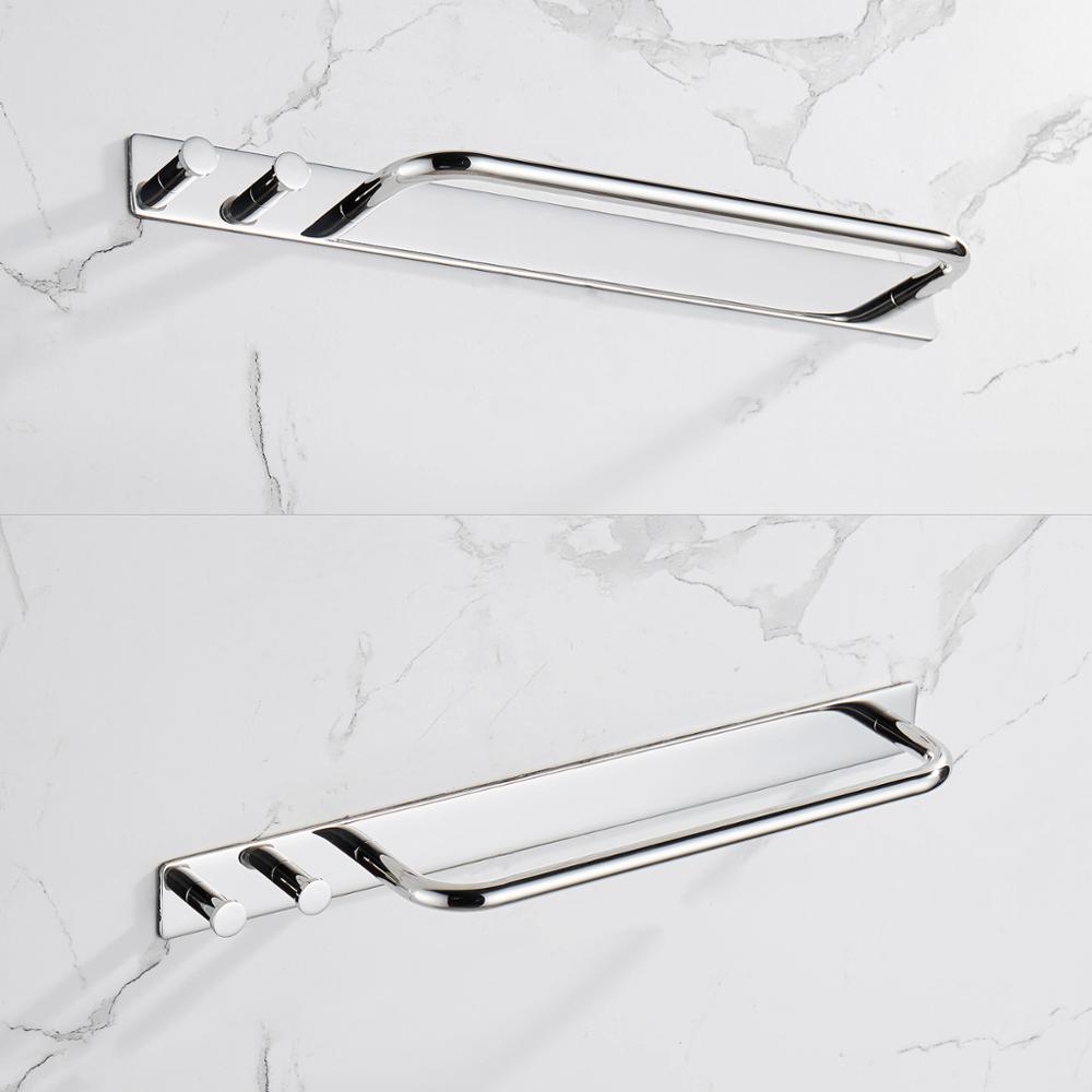 Towel Bar Holder Rack Robe Hook Bright Polishing Strong Viscosity Adhesive Rustproof 304 Stainless Steel Bathroom Accessories