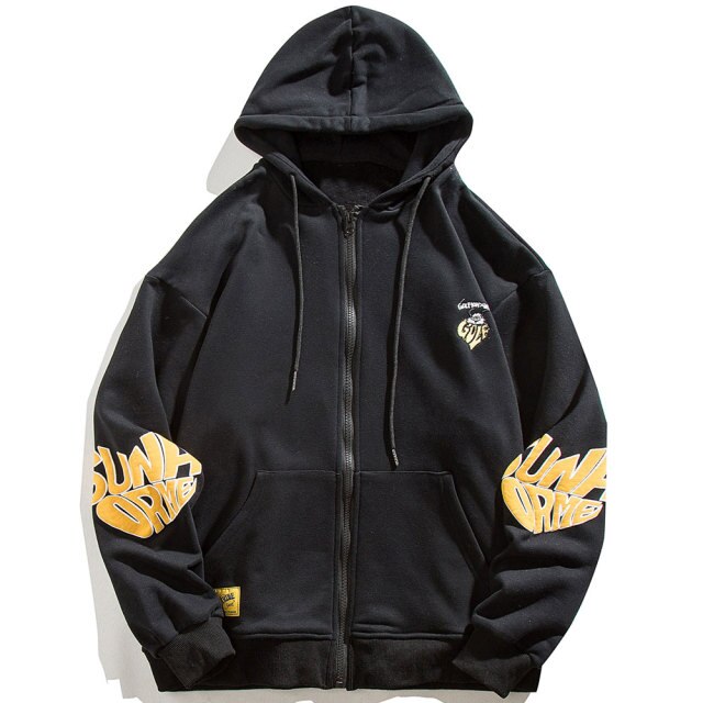 Animal Letter Embroidery Zipper Hooded Hoodie Men Casual College Style Oversized Coats Autumn Fashion Streetwear Couple