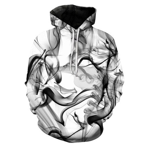 Men/Women 3d Sweatshirts Print Watercolor Dreamy Smoke Lines Thin Style Autumn Winter Hooded Hoodies