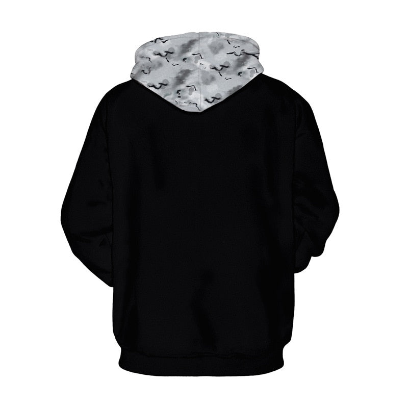 Plus Size Skull 3D Hooded Sweatshirt Long Sleeve