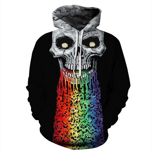 Plus Size Skull 3D Hooded Sweatshirt Long Sleeve