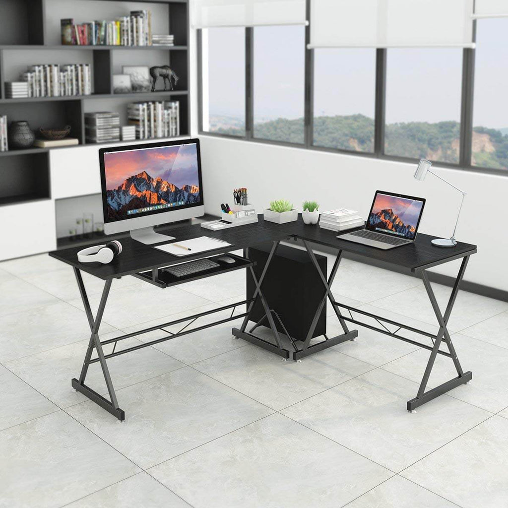 L-shaped desk-black