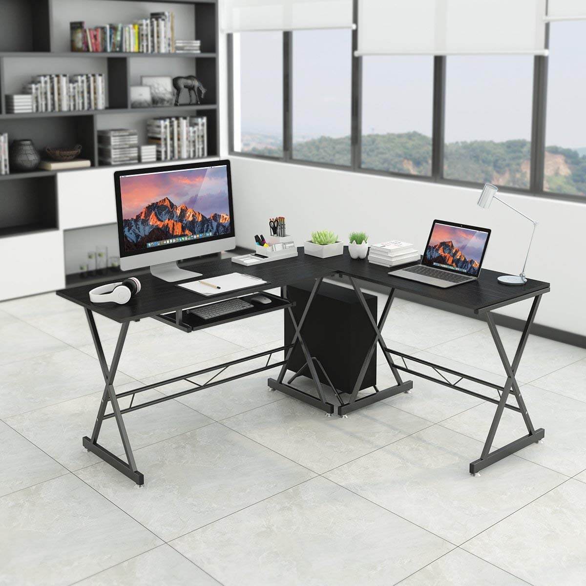 L-shaped desk-black